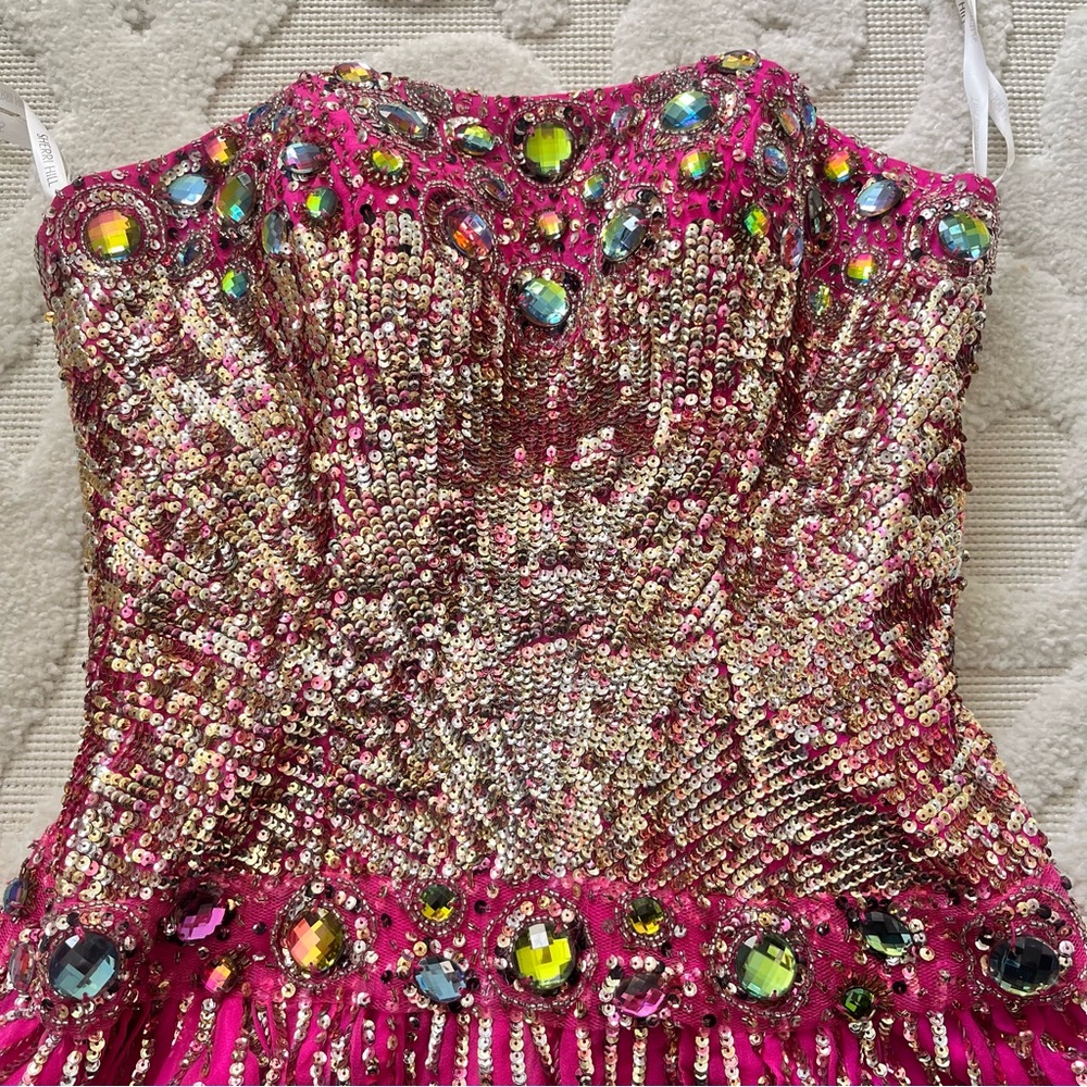 SHERRI HILL Pink Beaded Cocktail Dress Size 2 - Picture 2 of 8